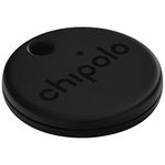 Chipolo ONE - 1 Pack - Key Finder, Bluetooth Tracker for Keys, Bag, Item Finder, Free Premium Features, Works with Chipolo app (iOS & Android compatible) BLACK