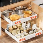 Pull Out Cabinet Organizer, Extendable Slide Out Drawer Storage Shelves for Kitchen Base Cabinet Organization, Pantry, Bathroom, for Organization Adjustable Width12.4 to 20.3 inches(White-1PCS)