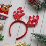 eCraftIndia Christmas Glitter Reindeer Antlers Headband - Deer Horn Hairband for Birthday, Christmas Party - Gift for Children, Girls (Red)