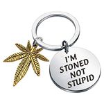 Gzrlyf I’m Stoned Not Stupid Keychain Funny Weed Gifts Marijuana Smoker Gifts Stoner Gifts (Keychain)