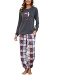 GAESHOW Women's Pyjamas Set, Cotton Womens Sleepwear Set, Sleepwear for Women Long Sleeve Round-Neck Cotton Pj Set, Super Soft 2 Piece Nightwear Pjs Sets Lightweight with Pockets Drawstring