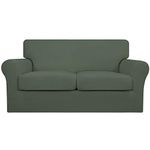 Easy-Going 3 Pieces Couch Covers for 2 Cushion Couch Stretch Loveseat Slipcover Proof Fitted Furniture Protector Spandex Sofa Loveseat Cover Washable Furniture Protector (Medium, Greyish Green)