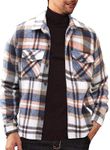 JMIERR Plaid Shacket Men Casual Button Down Shirts Long Sleeve Lightweight Classic Jackets Tops with Pockets,US 43(L),2Blue