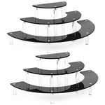 YestBuy Display Stand Shelf For Pop Figure, 3 Tier Black Acrylic cupcake stand, Perfume Organizer Stands, 2 Pack Half Moon Dessert Stand for Display Or Collections