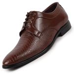 FAUSTO FST KI-687 JECOBIN-40 Men's Light Brown Leopard Textured Derby Formal Lace Up Shoes for Office|Work|Wedding|Party (6 UK)