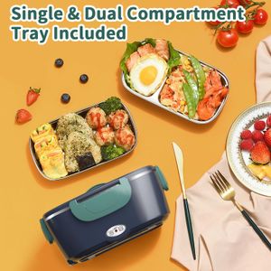 Electric Heated Lunch Box – Navy Green, Portable Food Warmer