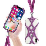 ROCONTRIP 2 in 1 Cell Phone Lanyard Strap Case Holder with Detachable Neckstrap Universal for Smartphone iPhone 8,7 6S iPhone 6S Plus, Google Pixel LG HTC Huawei P10 4.7-6.5 inch (Lotus Purple)