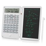 LINGSFIRE Scientific Calculator with Erasable Writing Board, 10-Digit LCD Display Foldable Desk Calculator Physics Graphing Calculator for Student Teacher Financial Office Business High School, White