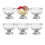 KMwares 6PCs Set 5oz Footed Tulip Glass Dessert Bowls (Clear)