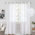 Ami Creation Cotton Linen Sheer Window Net Curtains for Bedroom Balcony Backdrop Decoration, 5 feet Long, White, Set of 2