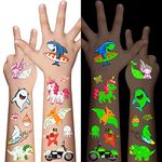 Awinmay 310 Pcs Luminous Temporary Tattoos for Kids,Mixed Styles Glow In The Dark Tattoos for Boys and Girls,Butterfly Dinosaur Pirate Mermaid Fake Tattoo Stickers,Glow Party Supplies Arts and Crafts