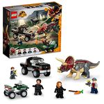 LEGO Jurassic World Triceratops Dinosaur Pickup Truck Ambush 76950 (210 Pieces),Multi