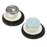 2PCS-Stainless Steel Wool Scrubber with Handle,Heavy Duty Dish Scrubber Cleaning Cleaning Brush for Pots, Pans, Grills, Sink