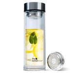 The Better Home Water Double Walled Insulated Glass Water Bottle With Stainless Steel Tea Stainer & Cap 450ml | Detox Glass Water Bottle | Odour-Free | Scratch-Resistant | BPA-Free