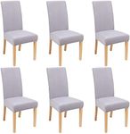 Smiry Velvet Stretch Dining Room Chair Covers Set of 6, Soft Removable Washable Chair Slipcovers Kitchen Parsons Chair Protector, Light Grey