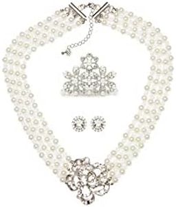 Utopiat Flapper Costume Jewelry Set-Audrey Hepburn Style Bridal Pearl Jewelry Set (6+ years)