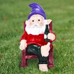 Noa Store Gnomes Outdoor Decorations - Funny Garden Gnome Figurine on a Rocking Chair Holding a Drink - Statue for Lawn, Outdoor, Bathroom Decor - Naughty Adult Garden Sculpture - 5.9" x 3.1" x4.9"