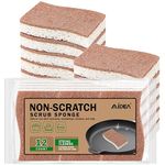 AIDEA Non-Scratch Scrub Sponge-12Count, Natural Sponges for Non-Stick Cookware, Kitchen Sponges, Cellulose Sponges for Dishes, Cleaning Sponge for Kitchen, Bathroom, Household