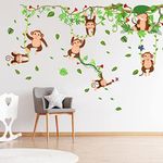 AnFigure Monkey Climbing Tree Wall Stickers for Kids Baby Boys Room Wall Decals Jungle Animals Forest Safari Animal Theme Wall Sticker Nursery Playroom Bedroom Wall Decor