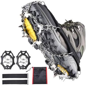 Azarxis Crampons Ice Traction Cleats Snow Grips for Boots Shoes with Anti Slip 24 Stainless Steel Spikes for Walking Climbing Hiking Ice Fishing for Men Women Kids (Black - L)