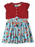 mini mama Girl's Cotton Fit and Flare Knee-Length Dress (OM5758Q4Y_Blue_4 5 Years)