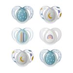 Tommee Tippee Nighttime Dummies, 6-18 months, 6 pack of glow in the dark Dummiess with symmetrical silicone baglet