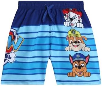 Nickelodeon Paw Patrol Boys Swim Trunks - Chase Marshall Rubble TMNT UPF 50+ Boys Swim Shorts for Toddler and Little Boy, Size 3T, Paw Patrol Blue Stripes