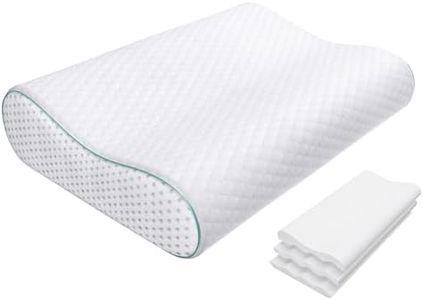 Releep Cervical Neck Pillow, Side Sleeper Pillow for Neck Pain Relief, Adjustable Contour Pillow for Sleeping, Ergonomic Memory Foam Pillow, Orthopedic Cooling Pillow Back Stomach Sleeping, Queen Size