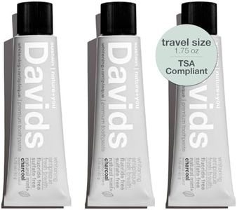 Davids Whitening Charcoal Travel Toothpaste, Antiplaque, Fluoride Free, Peppermint, 1.75 OZ, TSA Approved Travel Size (3 Pack)