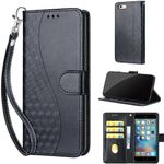 for iPhone 6 / 6S Case, Embossed Premium PU Leather Folio Flip Notebook Wallet Cover Compatible with iPhone 6 / 6S Phone Case [Magnet Closure][Kickstand][Card Slots], Black Cube