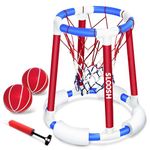 Sloosh Pool Basketball Hoop Toys, Floating Basketball Pool Game, Swimming Pool Floats Toys with Balls Pump, Summer Outdoor Water Play Toy for Kids and Adults (Red Blue)