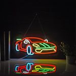 Hoyoelec Car Neon Sign for Wall Décor with Dimmable Switch LED Signs for Man Cave Business Garage Beer Bar Art Decor Light