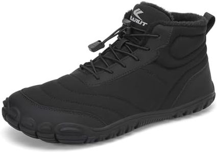 FLARUT Mens Womens Barefoot Snow Boots Winter Warm Shoes Fur Lined Wide Toe Box Zero Drop Ankle Sneakers(All Black,42)
