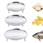 3pcs Steamer Basket, 7/7.87/8.5 inch Steamer Rack Metal Stainless Steel Steaming Tray Multi-Functional Steamer Basket Steamer Insert for Food and Dumplings Vegetable Seafood Cooking Pot