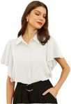 GRACE KARIN Women Summer Lightweight Elegant Chiffon Shirt Blouse for Office Ruffle Sleeves Blouse Shirts White XL