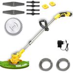 TOMAHAWK Cordless Electric Grass Cutter Machine, Portable Machine for Garden, Weed Cutter, Hand Grass Weeder - Lawn Mower Fast Rotation Motor with Multi Blades, 1x 1.5Ah Battery & Charger