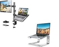 HUANUO Laptop Monitor Mount Laptop Stand, Ergonomic Laptop Stand for Desk, Laptop Riser, Computer Stand Holder Compatible with 10-15.6 Inch Laptops, Silver, HNLS08S