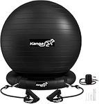 Exercise Ball Chair | Yoga Ball Chair with Ball Base, Resistance Band, Pump | Anti-Burst Technology | Balance Ball Chair for Pregnancy, Back Pain Relief, Abs | Stability Ball for Home, Office, Desk