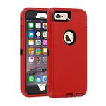 smartelf Case for iPhone 6/6s Heavy Duty With Built-in Screen Protector Shockproof Dust Drop Proof Protective Cover Hard Shell for Apple iPhone 6/6s 4.7 inch- Red/Black