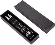 "Thank You" Premium Gift Stylus Pens Gift Set - 2 Pack of Soft Touch Metal Pens w/gift box - 2 in 1 Combo Pen for Events, Employee Appreciation & More (Black - Black)