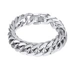 Stainless Steel Curb Chain Cuban Bracelet Bangle Punk Rock Women Men Jewelry Franco Chain Heavy Big Chunky Bracelets