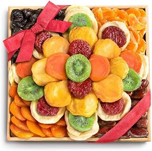 A Gift Inside Sweet Bloom Dried Fruit Deluxe Tray Basket Arrangement for Holiday Birthday Healthy Snack Business Kosher