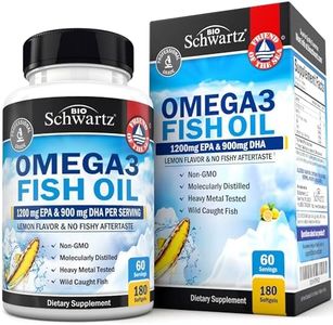 Triple Strength Omega 3 Fish Oil Supplement - 2250mg EPA DHA Omega 3 Fatty Acids from Wild Caught Fish, Supports Joint, Eyes, Brain Health - Burpless Lemon Flavor, Gluten Free, 180 Omega3 Softgels