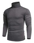 COOFANDY Men's Turtleneck Jumper Turtle Neck Tops Roll Neck Jumper Turtleneck Sweater Slim Fit Turtleneck Tshirt Long Sleeve Shirts Undershirt Top Dark Grey S