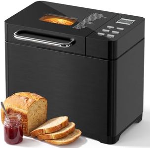 TRIUMPHKEY 19 in 1 Bread Maker Fully Automatic, with Nut Automatic Dispenser, 3 Loaf Sizes & 3 Browning Levels, 15 Hour Timer, 1KG Large Bread Machine, Gluten Free, Stainless Steel, Makes Jam, Yogurt