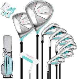 PGM Women's Left Handed Complete Golf Club Sets - 9 Pieces - 2 Woods (#1,5), 6 Irons(#6,7,8,9,PW,SW), 1 Putter - with Golf Stand Bag