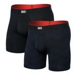 SAXX Underwear Co. Men's Multi-Sport Mesh Boxer Brief Fly 2Pk, Full Tilt Chevron/Black, Large