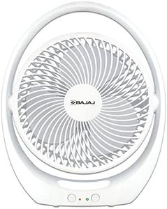 Bajaj Pygmy Go 178MM Mini with LED Lighting | Rechargeable | USB Charging | 4-hours Battery Backup | 3 Fan Speed | 2-Light Brightness Setting | High Speed Table & Portable 【White】