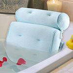 Bath Pillow Organic Tencel Bathtub Pillow - Upgraded 3D Air Mesh Bath Pillow with Head, Neck, Back and Shoulder - Ultra Soft and Quick Dry Spa Pillow for Bathtub