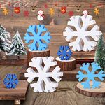 6 Pcs Christmas Snowflake Wooden Decorations 3 Sizes Xmas Winter Country Ornaments Wood Slice Christmas Tree Decorations Farmhouse Christmas Decor Wood Snowflake Cutouts for Home Tray (Mixed Color)